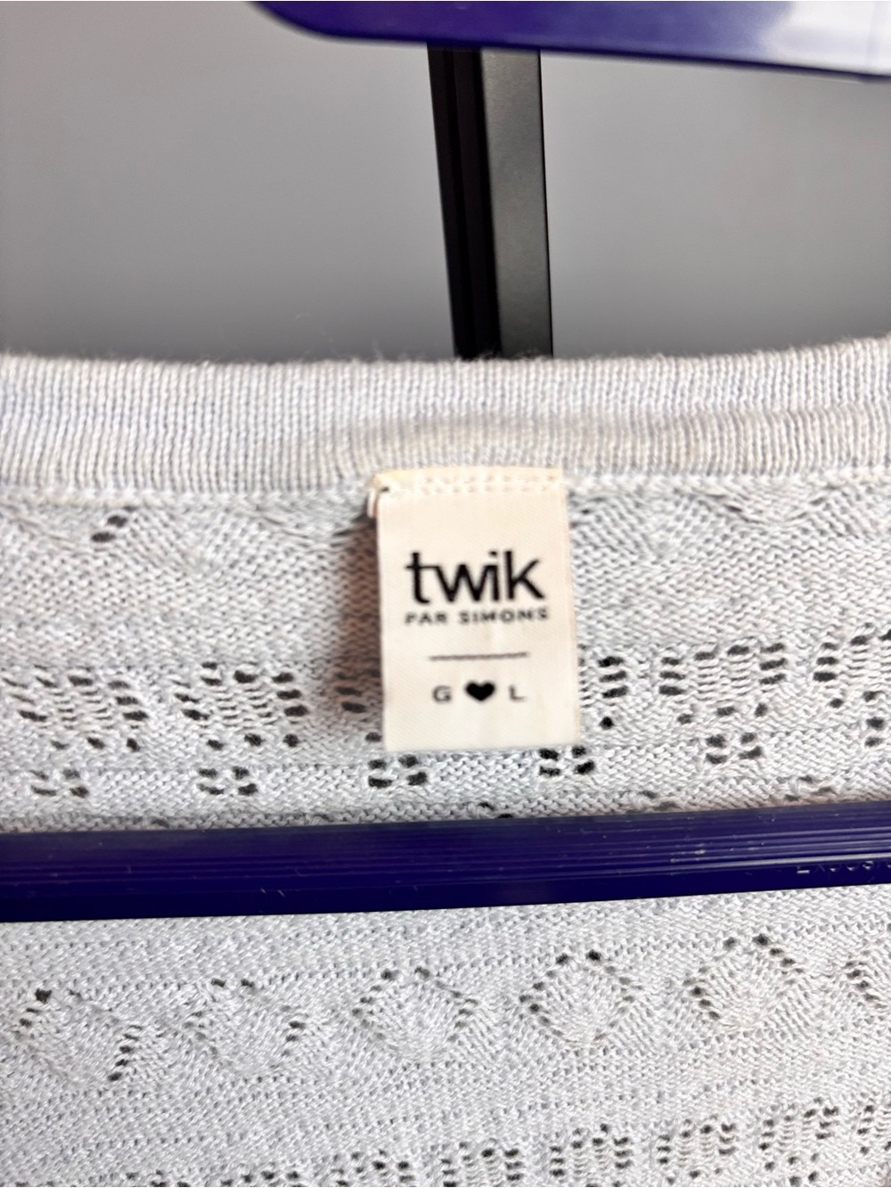 twik Pale Blue Lace-Pattern V-Neck Cardigan - Picture 4 of 8